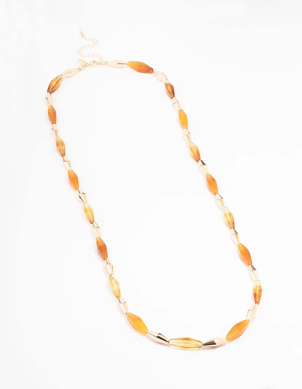 Long Beaded Orange Stone Necklace