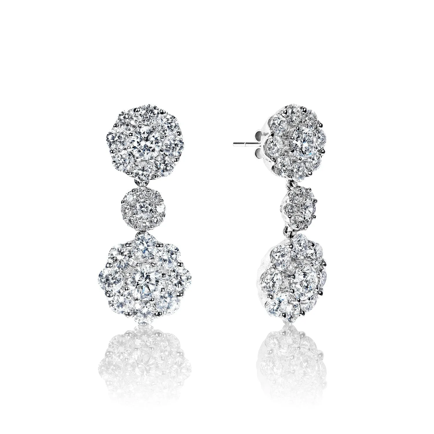 Maliyah 4 Carat Round Brilliant Diamond Drop Earrings in 18k White Gold