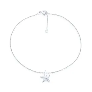 Marine Life Starfish Anklet Ankle Bracelet Sterling Silver 9-10 Inch