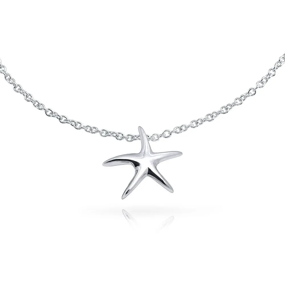 Marine Life Starfish Anklet Ankle Bracelet Sterling Silver 9-10 Inch