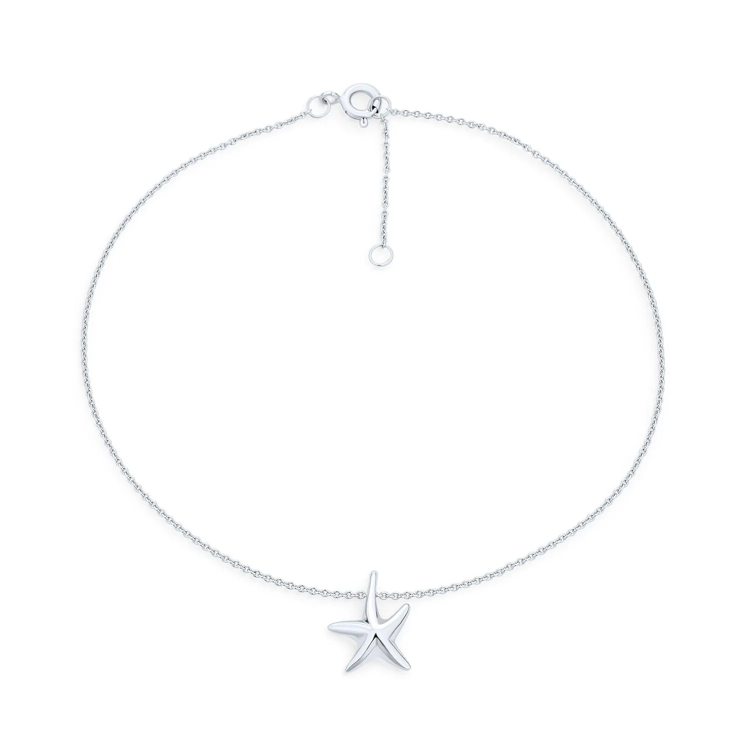 Marine Life Starfish Anklet Ankle Bracelet Sterling Silver 9-10 Inch