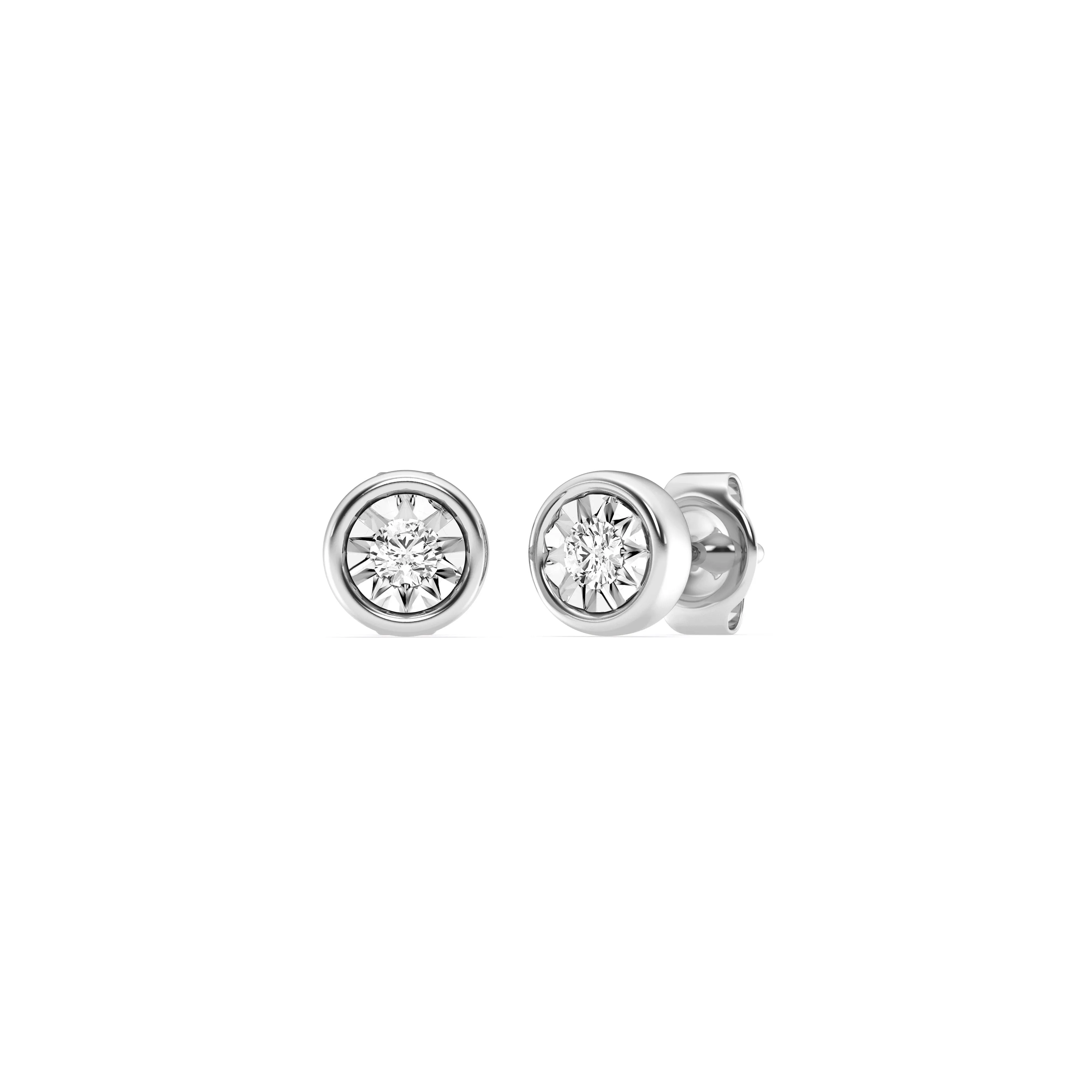 Mirage Stud Earrings with 0.20ct of Laboratory Grown Diamonds in Sterling Silver and Platinum