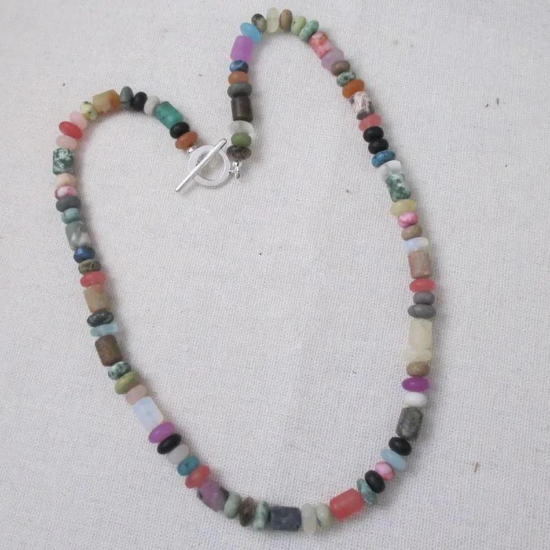 Mixed Rainbow Natural Gemstone Beaded Necklace