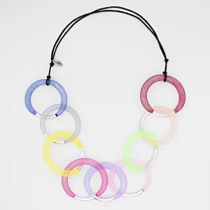 Multi Color Silver Mesh Statement Necklace