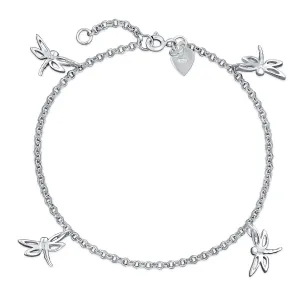 Multi Dragonfly Firefly Anklet Ankle Bracelet Sterling Silver Charm 9-10 Inch