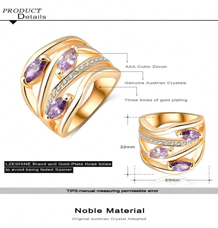 Newest Unique Multi-layer Engagement Rings Genuine Gold Plated Pave Austrian Crystals Fashion Jewelry