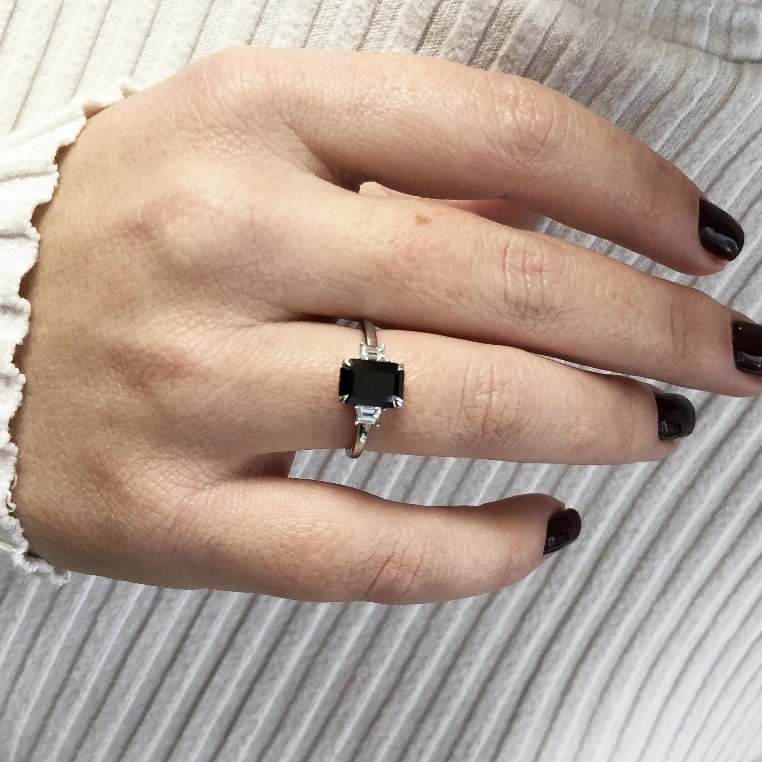 Noir Romance  Unique  Natural Black Diamond  Engagement Ring