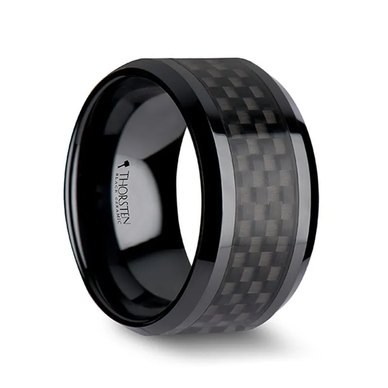 ONYX | Ceramic Ring Black Carbon Fiber Inlay