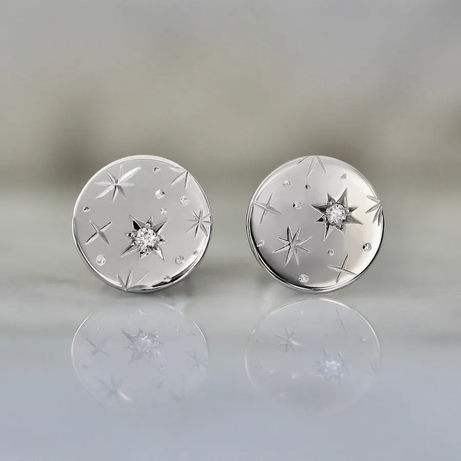 Orion Star Engraved Diamond Earrings