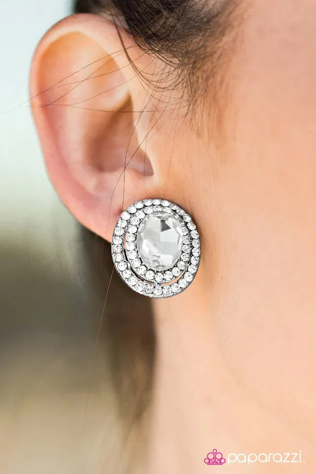 Paparazzi Earring ~ All For The Shimmer - White