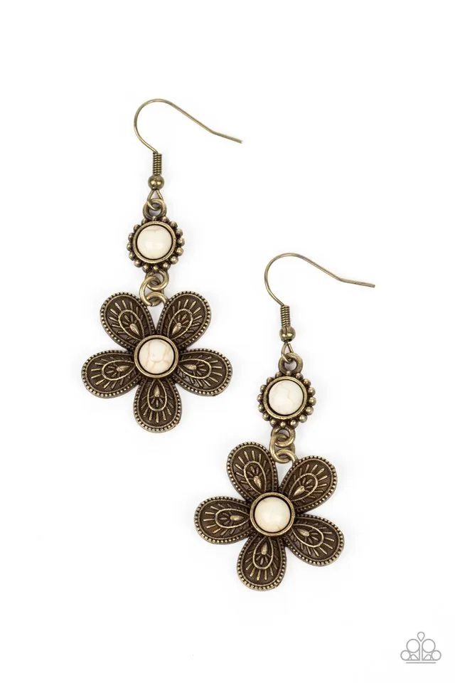 Paparazzi Earring ~ Free-Spirited Flourish - Brass