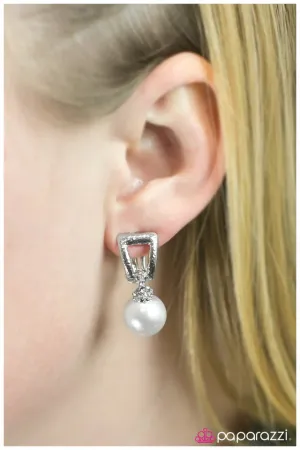 Paparazzi Earring ~ Pearls and Tiaras - White