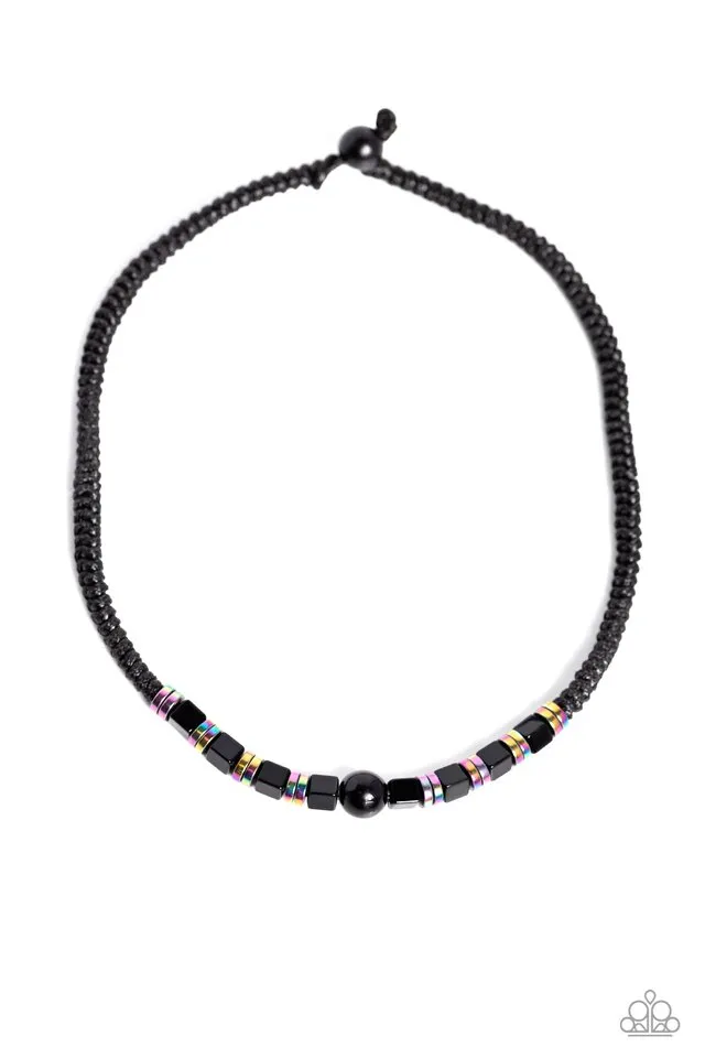 Paparazzi Necklace ~ Oil Spill Orbit - Black