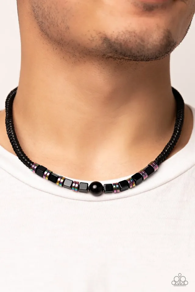 Paparazzi Necklace ~ Oil Spill Orbit - Black