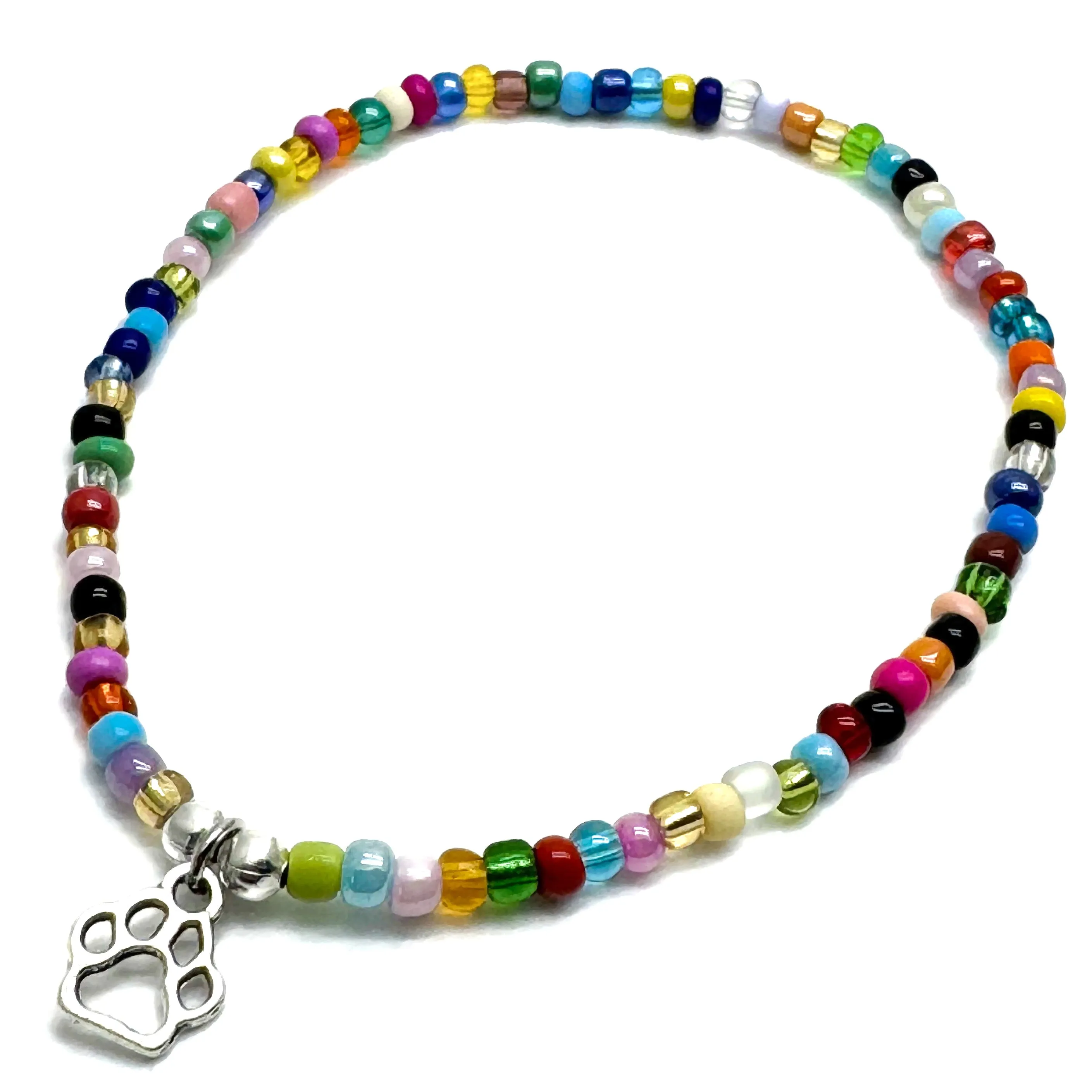 Paw Print Seed Bead Anklet - Colour Choice