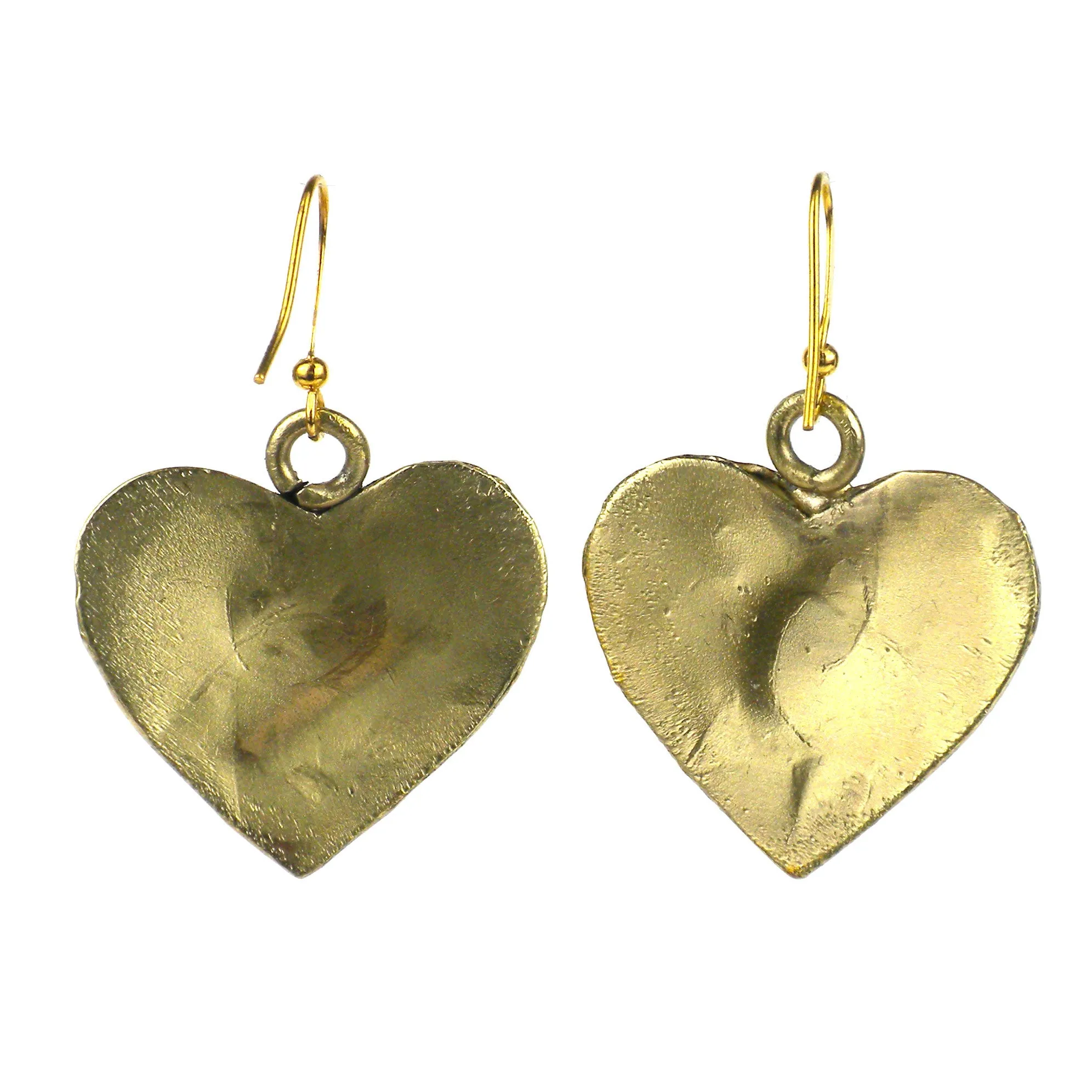 Peach Tiger Eye Heart Earrings Brass Images