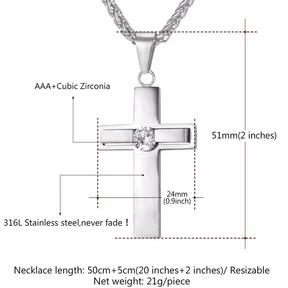 Premium Thick Rhinestone Cross Necklace