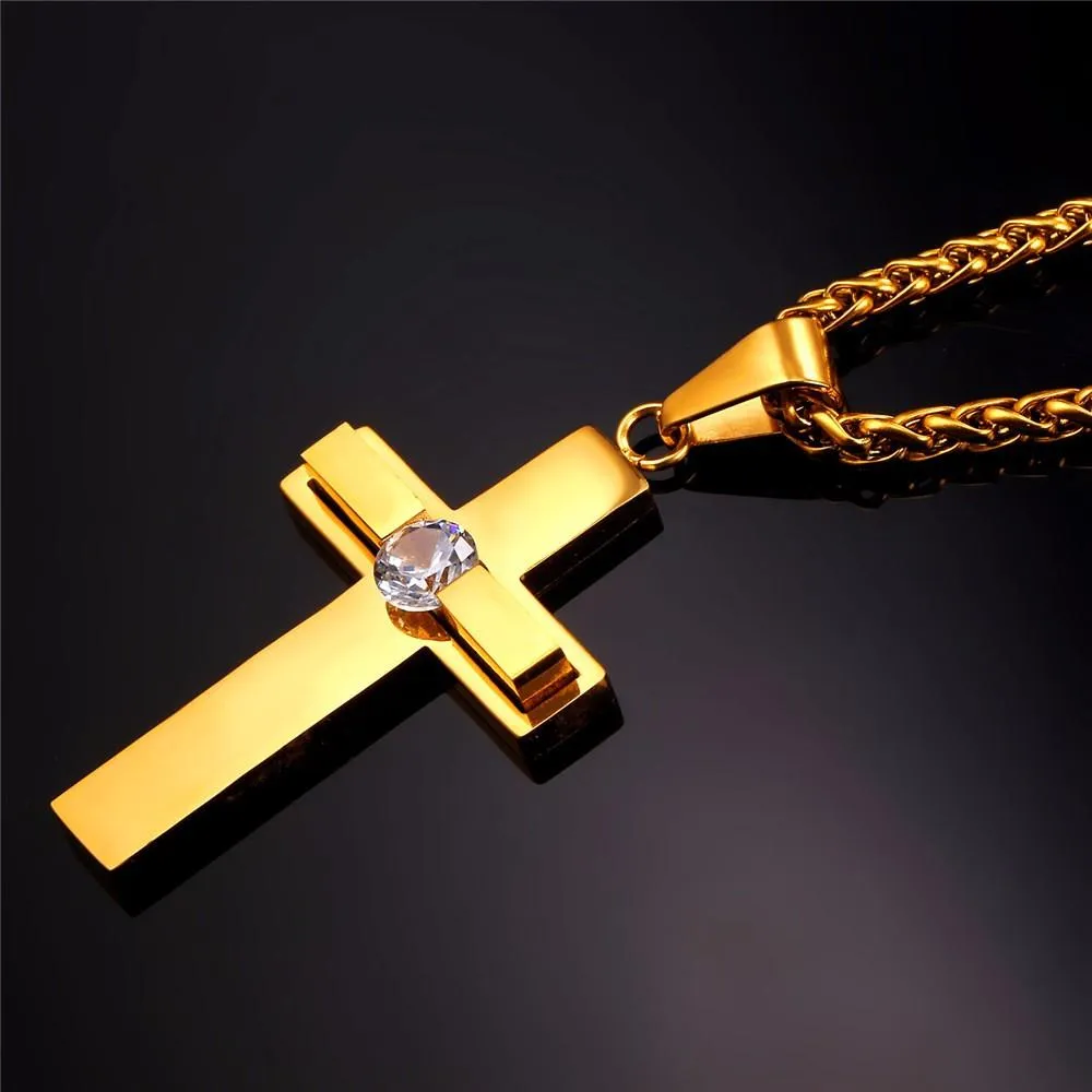 Premium Thick Rhinestone Cross Necklace