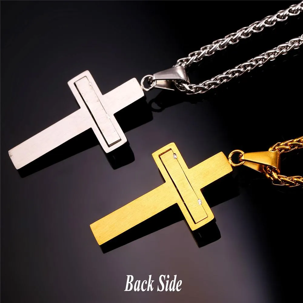 Premium Thick Rhinestone Cross Necklace