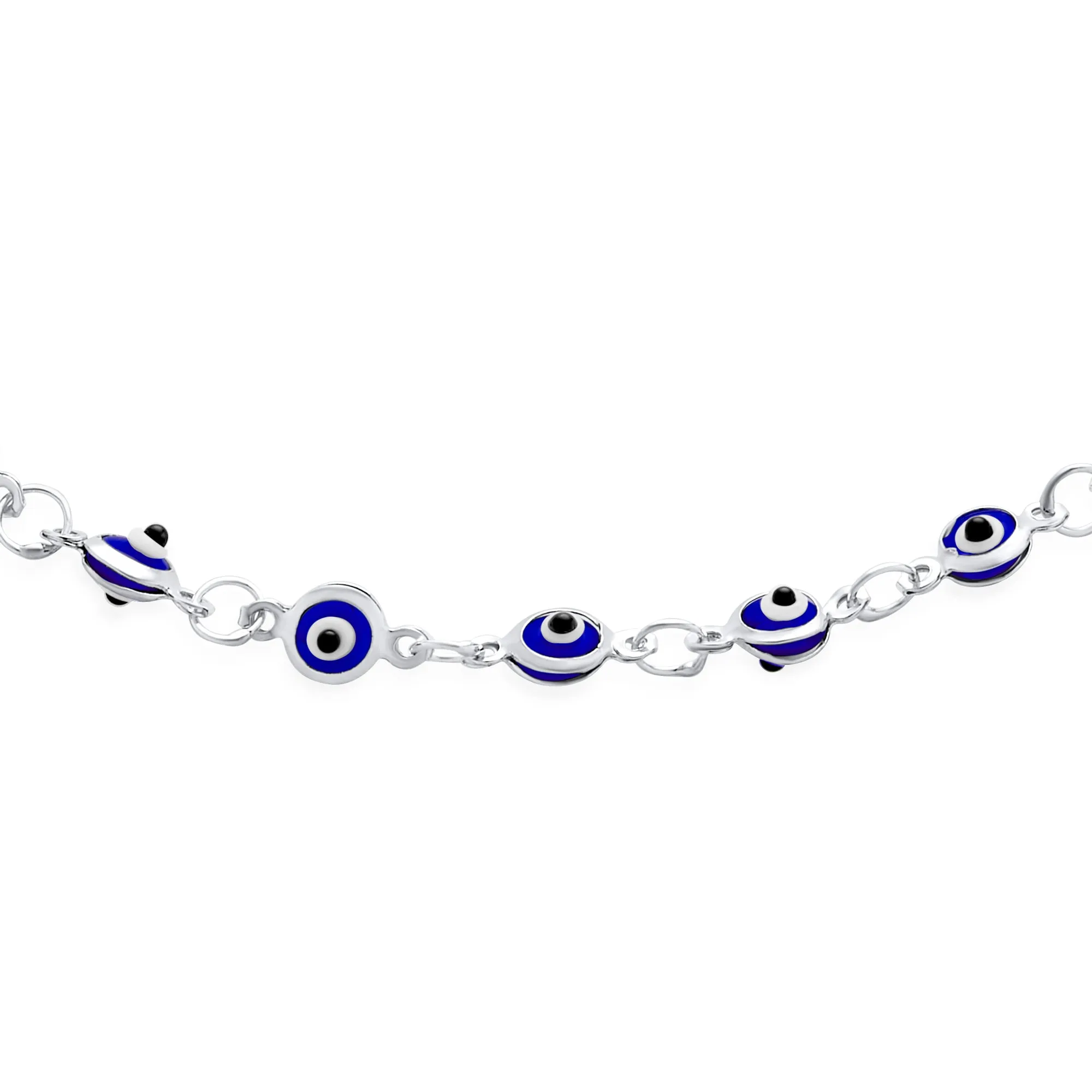 Protection Amulet Evil Eyes Anklet Ankle Bracelet 14K Gold Plated Sterling Silver