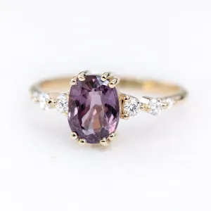 Purple Oval Spinel & Diamonds Engagement Ring, Candy pop