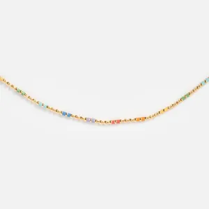 Rainbow Enamel Chain Necklace