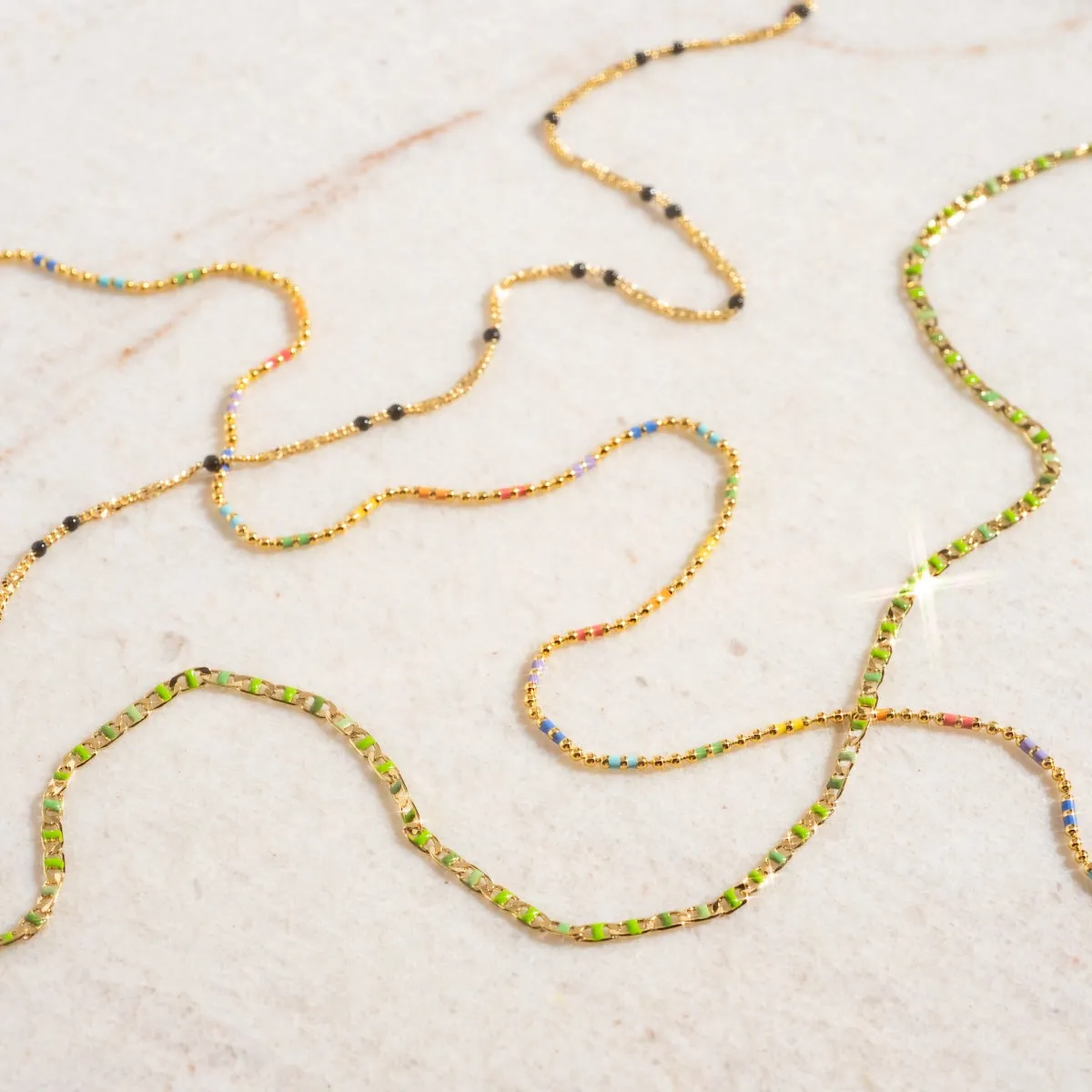 Rainbow Enamel Chain Necklace