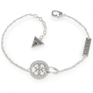 Rhodium Plated Swarovski Crystal Embrace Circles Pave 4G Logo Bracelet UBB79078-L