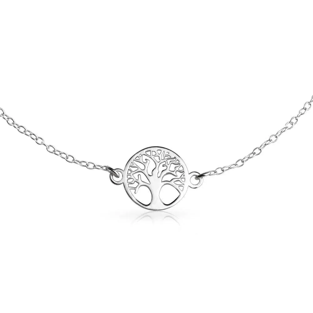 Round Celtic Tree Of Life Anklet Ankle Bracelet Sterling Silver 9-10 Inch