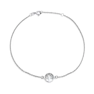 Round Celtic Tree Of Life Anklet Ankle Bracelet Sterling Silver 9-10 Inch