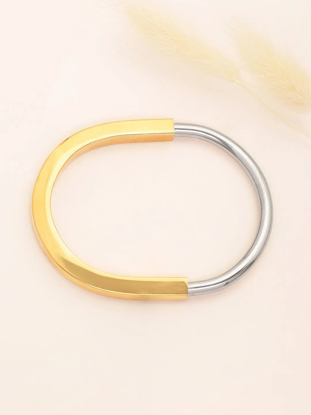 Rubans Voguish Stainless Steel  18 KT Gold Plated  Waterproof  tarnish-free  Domed Oval Lock Bracelet