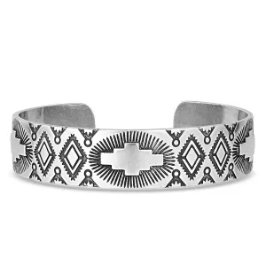 Shimmering Depths Geometric Cuff Bracelet