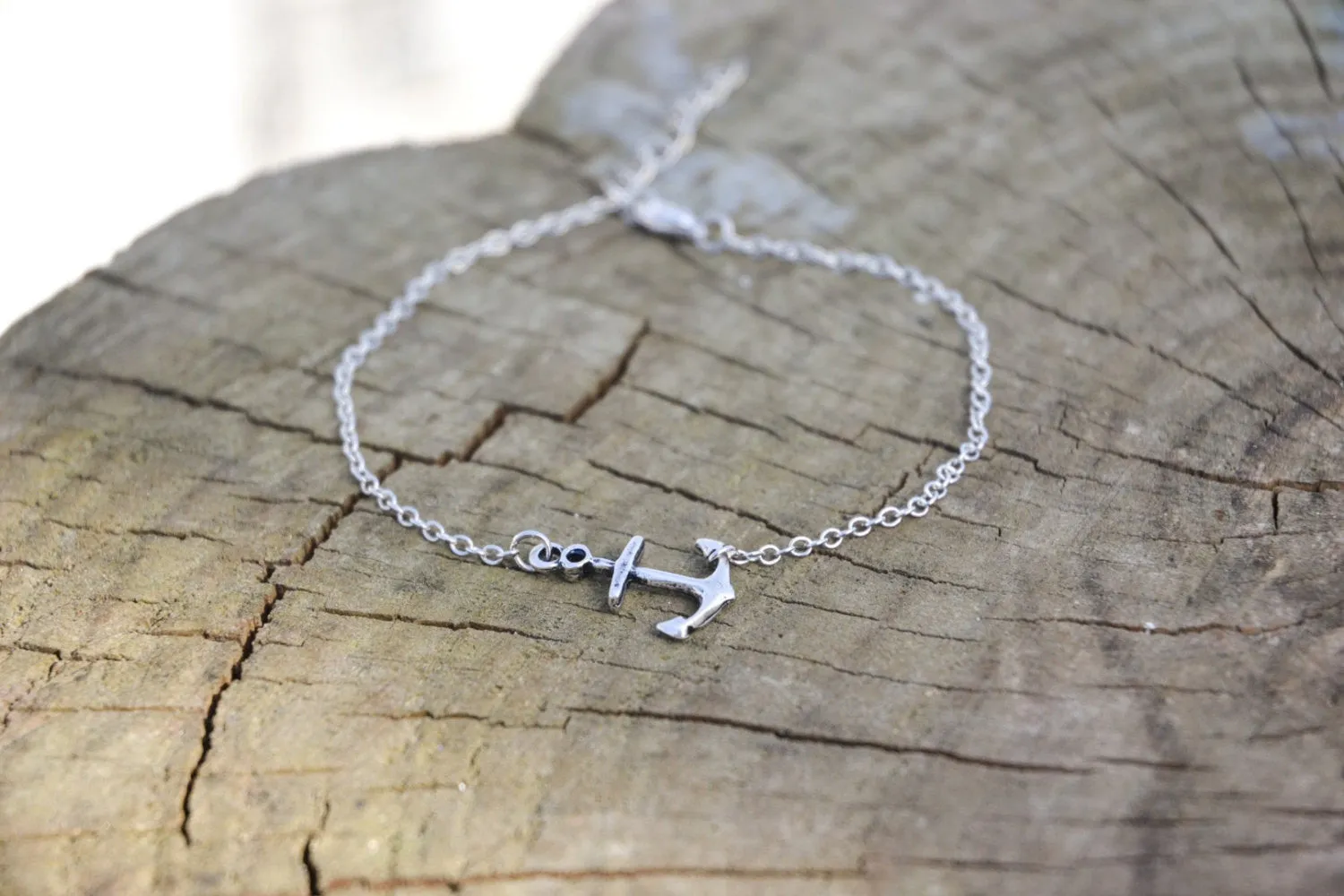 Silver anchor chin anklet, adjustable ankle bracelet, adjustable beach summer jewelry, gift wrapped