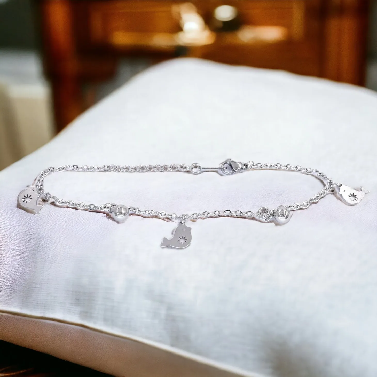 Silver Bird Charm Anklet