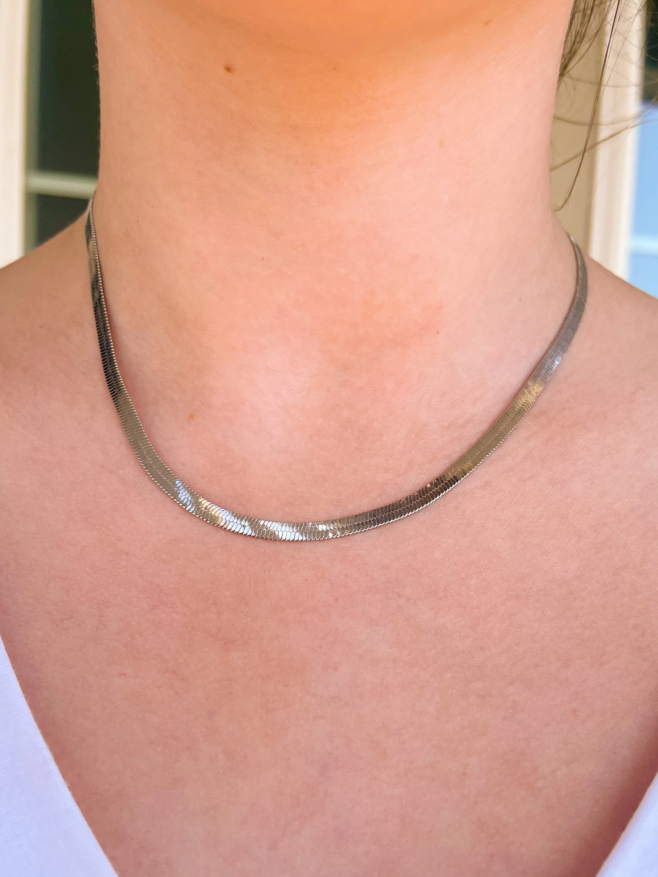 Silver Layered Necklace- Chain, Coin, Herringbone