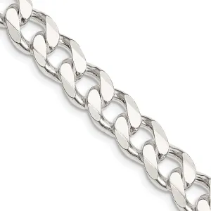 Silver Polished 9.00-mm Solid Curb Link Chain