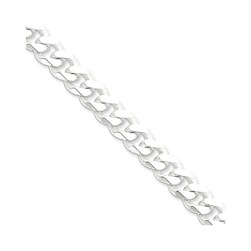 Silver Polished 9.00-mm Solid Curb Link Chain