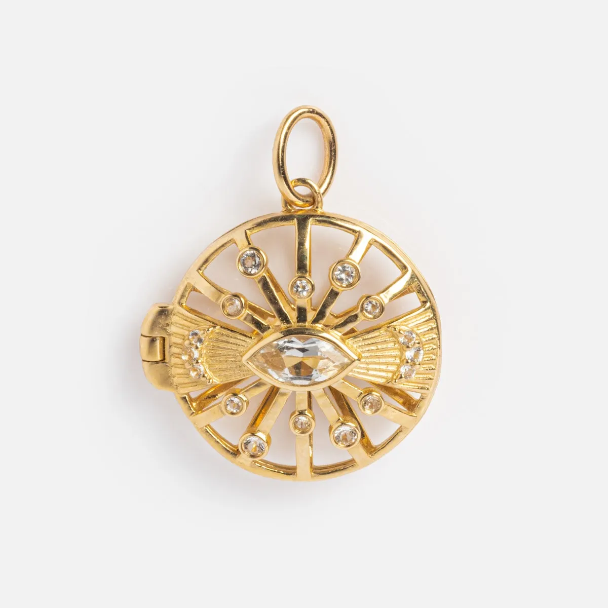 Solid Gold Changeable Crystal Locket Charm for Manifestation