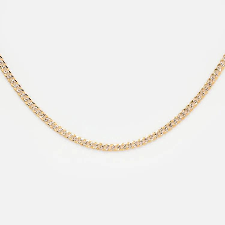 Solid Gold Mixed Metal Curb Chain Necklace