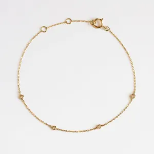 Solid Gold Simple Diamond Chain Bracelet