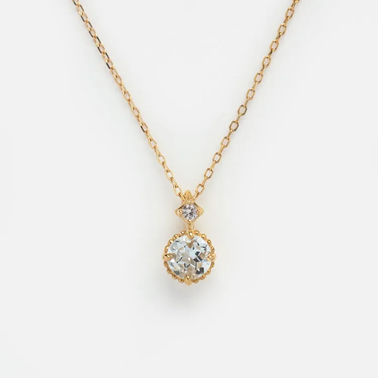 Solid Gold Something Blue Aquamarine Necklace