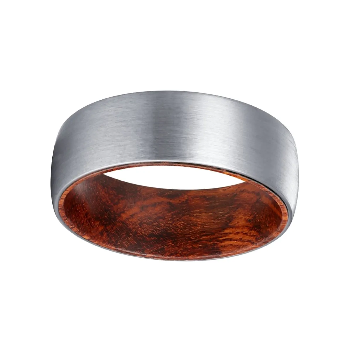 SPYRO | Snake Wood, Silver Tungsten Ring, Brushed, Domed