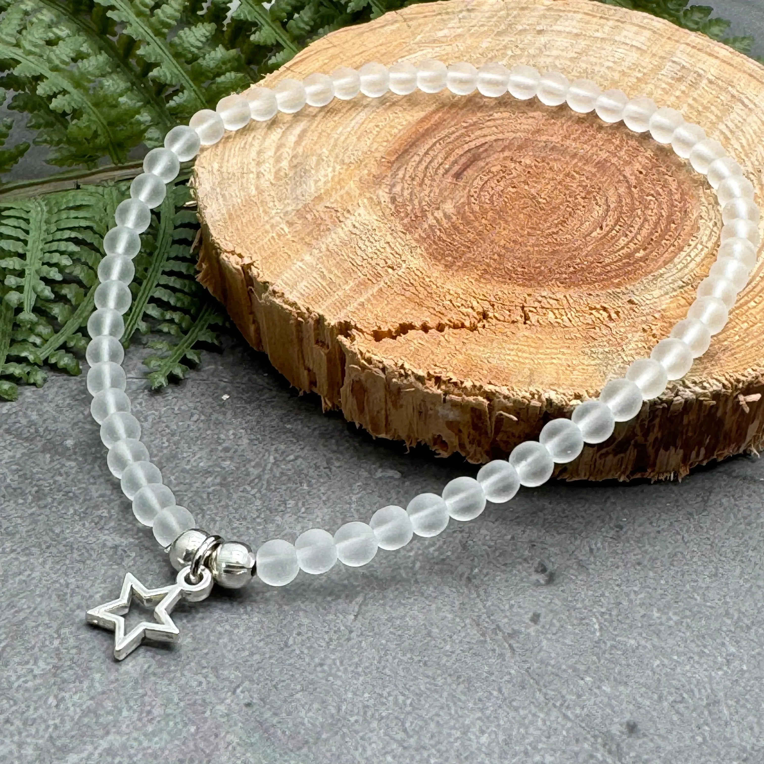 Star Charm Frosted Bead Anklet - Colour Choice