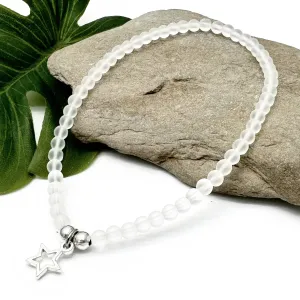 Star Charm Frosted Bead Anklet - Colour Choice