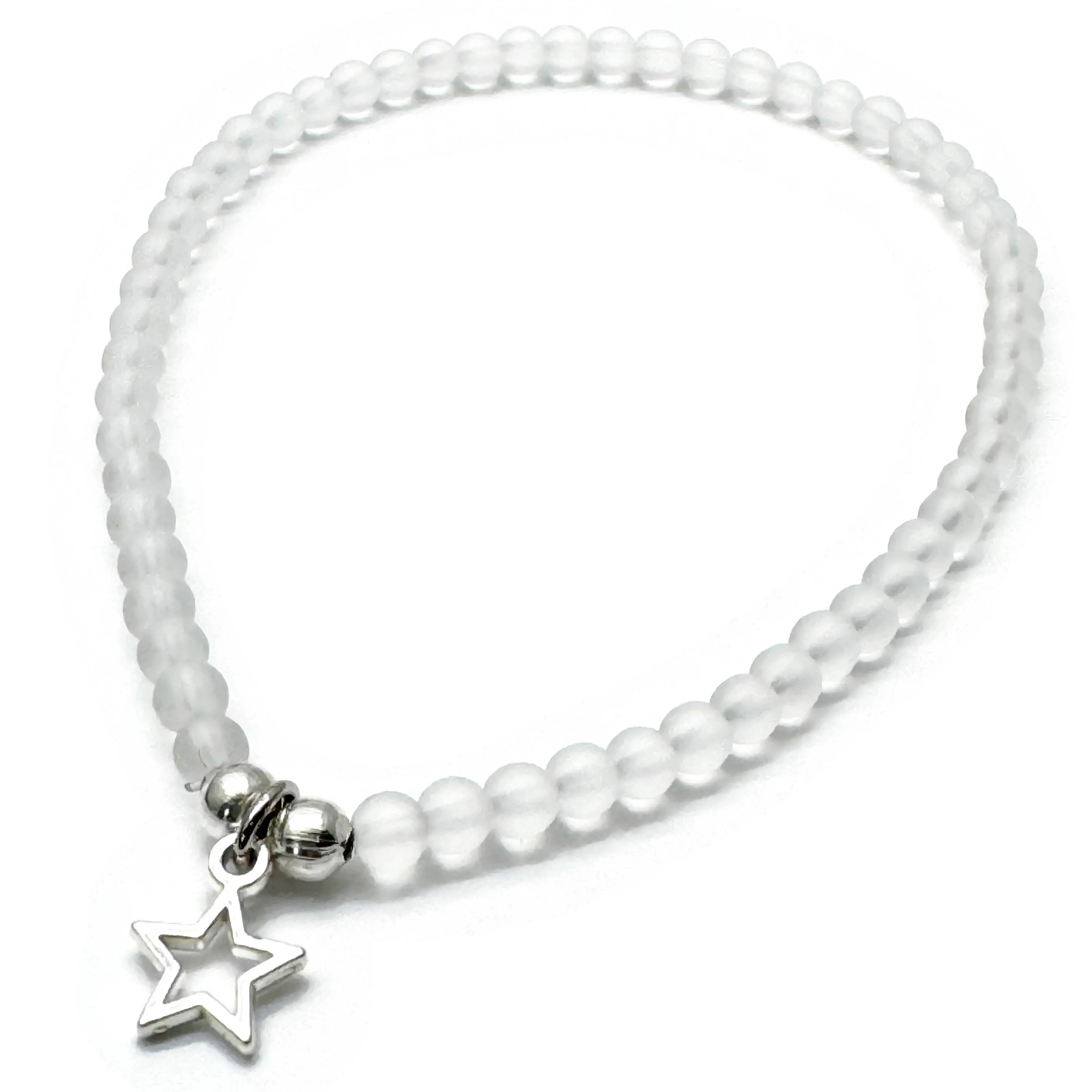 Star Charm Frosted Bead Anklet - Colour Choice