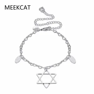 Star of David Charm Anklet 925 Silver Plated