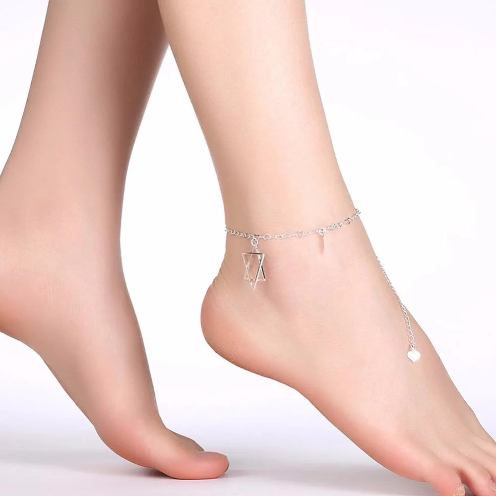 Star of David Charm Anklet 925 Silver Plated