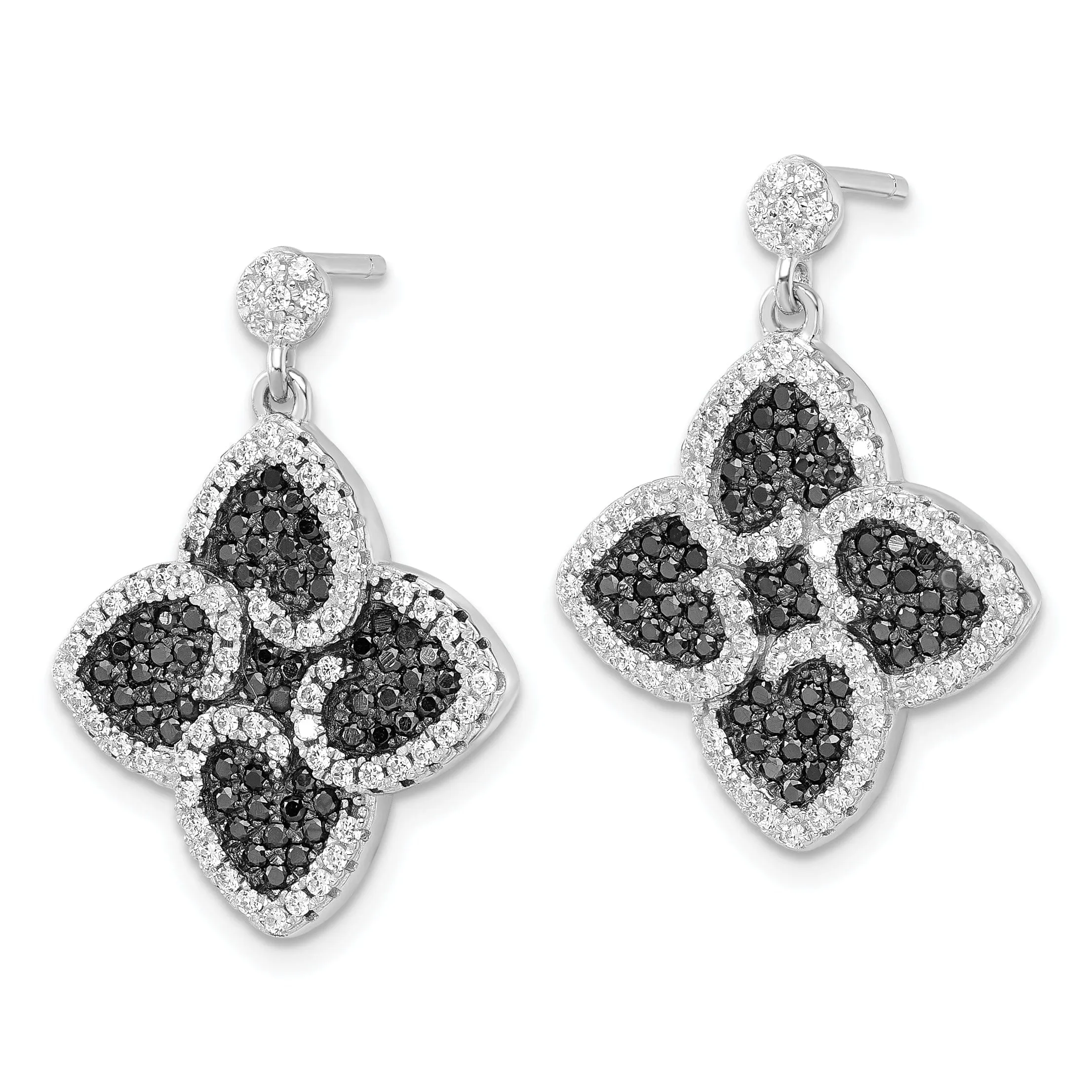 Sterling Silver Cubic Zirconia Hearts Earrings