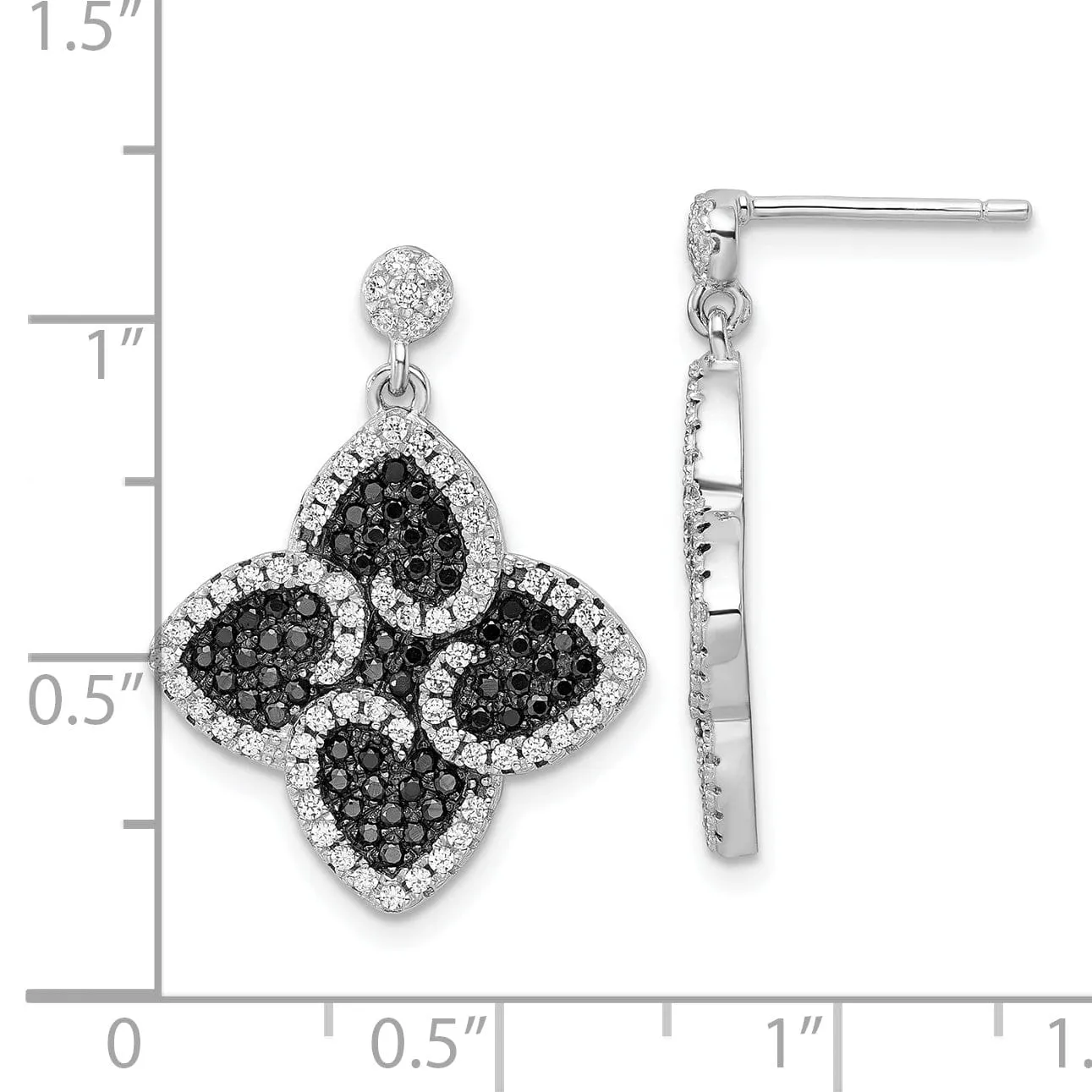 Sterling Silver Cubic Zirconia Hearts Earrings