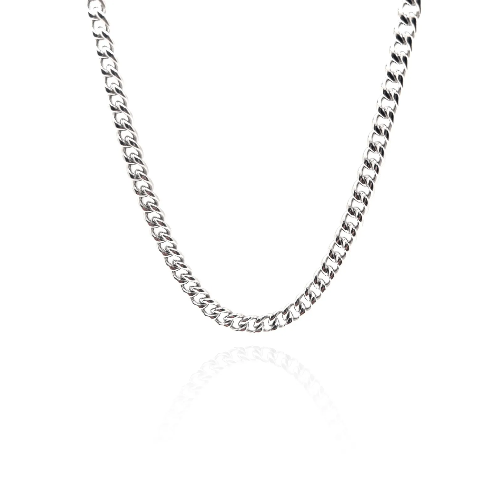 The Silver Plated Cuban Chain and Natural Onyx Necklace